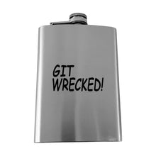Load image into Gallery viewer, 8OZ Git Wrecked Flask - BLACK, RED, STAINLESS, OR 6OZ LEATHER