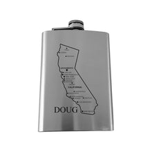 Load image into Gallery viewer, 8oz Flask - California with Cities PERSONALIZED