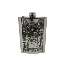 Load image into Gallery viewer, 8oz - The Lovers Tarot Card - SS Flask