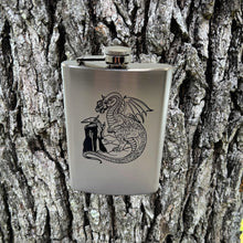 Load image into Gallery viewer, 8oz Wizard and Dragon Stainless Steel flask