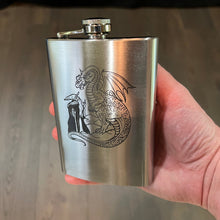 Load image into Gallery viewer, 8oz Wizard and Dragon Stainless Steel flask