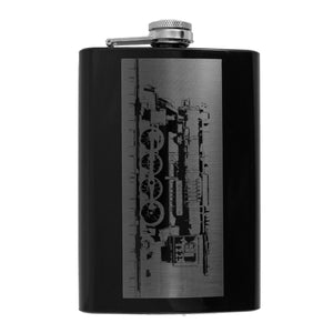 8oz BLACK 1225 Steam Locomotive Flask Train Novelty