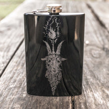 Load image into Gallery viewer, 8oz BLACK Baphomet Head Flask