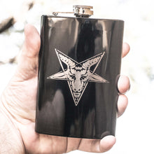 Load image into Gallery viewer, 8oz BLACK Baphomet Star Flask