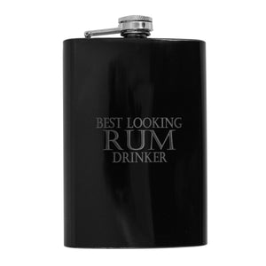 8oz BLACK Best Looking Rum Drinker Flask