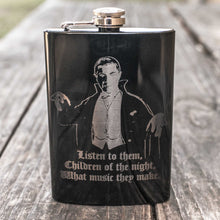 Load image into Gallery viewer, 8oz BLACK Children of the Night Flask