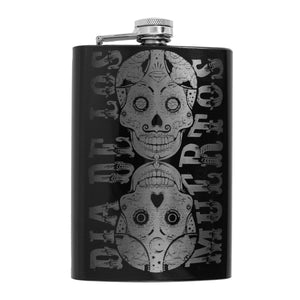 8oz BLACK Dia De Los Muertos Flask