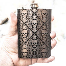 Load image into Gallery viewer, 8oz BLACK Gothic Baroque Flask