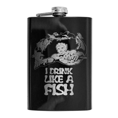 8oz BLACK I Drink Like a Fish Flask