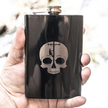 Load image into Gallery viewer, 8oz BLACK Lineman Skull Flask