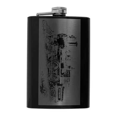 8oz BLACK Pittsburg Steam Locomotive Flask Train Novelty