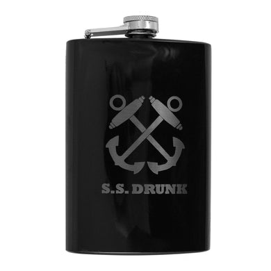 8oz BLACK SS Drunk Flask