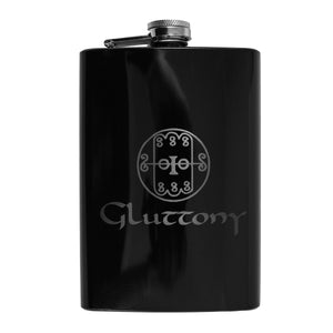 8oz BLACK Seven Deadly Sins GLUTTONY Flask