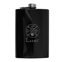 Load image into Gallery viewer, 8oz BLACK Seven Deadly Sins LUST Flask