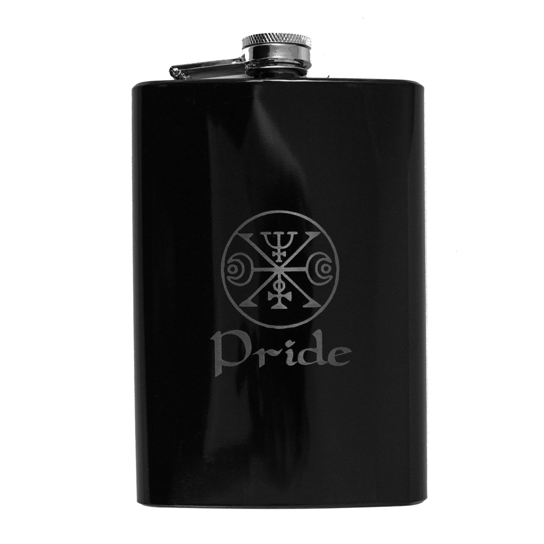 8oz BLACK Seven Deadly Sins PRIDE Flask