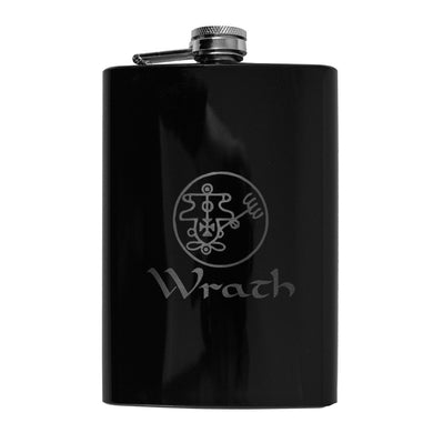 8oz BLACK Seven Deadly Sins WRATH Flask