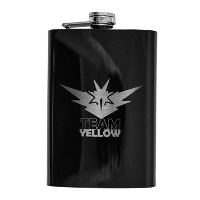 8oz BLACK Team Yellow Flask