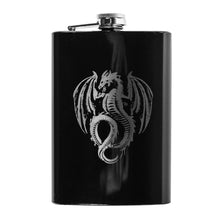 Load image into Gallery viewer, 8oz BLACK Vintage Flying Dragon Flask