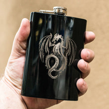 Load image into Gallery viewer, 8oz BLACK Vintage Flying Dragon Flask