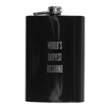 Load image into Gallery viewer, 8oz BLACK World&#39;s Okayest Husband Flask
