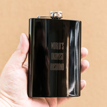 Load image into Gallery viewer, 8oz BLACK World&#39;s Okayest Husband Flask