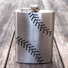 Load image into Gallery viewer, 8oz Baseball Stainless Steel Flask