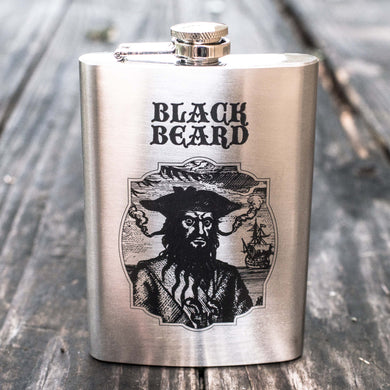 8oz Stainless Steel Black Beard Flask