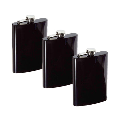 8oz Black Hip Flask (QTY 3) (Stainless steel) Groomsman wedding gift