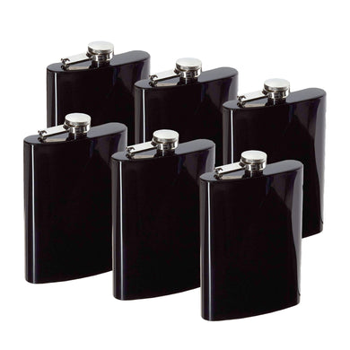 8oz Black Hip Flask (QTY 6) (Stainless steel) Groomsman wedding gift