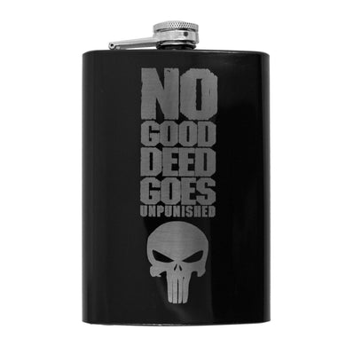 8oz Black No Good Deed Goes Unpunished Flask
