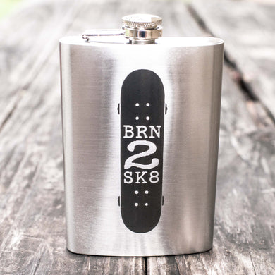 8oz Born 2 Skate Stainless Steel Flask