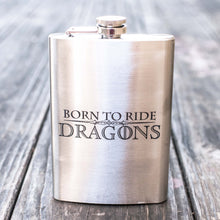 Load image into Gallery viewer, 8oz Born To Ride Dragons Stainless Steel Flask