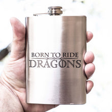 Load image into Gallery viewer, 8oz Born To Ride Dragons Stainless Steel Flask