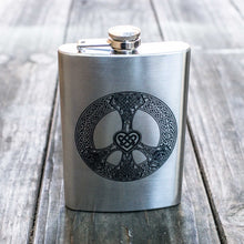 Load image into Gallery viewer, 8oz Celtic Love and Peace Stainless Steel Flask