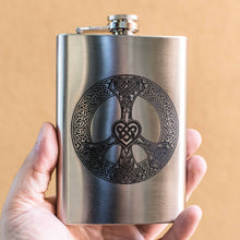 Load image into Gallery viewer, 8oz Celtic Love and Peace Stainless Steel Flask