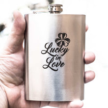 Load image into Gallery viewer, 8oz Clover - Lucky in Love Stainless Steel Flask