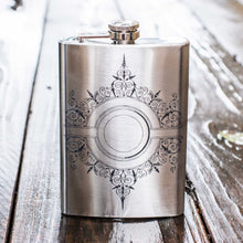Load image into Gallery viewer, 8oz Decorative Design Stainless Steel Flask