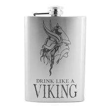 Load image into Gallery viewer, 8oz Drink Like a Viking Stainless Steel Flask