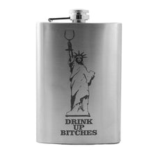 Load image into Gallery viewer, 8oz Drink Up Bitches - Statue of Liberty Stainless Steel Flask