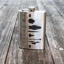 Load image into Gallery viewer, 8oz Exploration Timeline Stainless Steel Flask