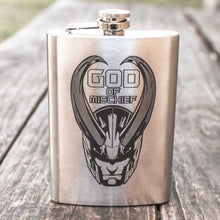 Load image into Gallery viewer, 8oz God of Mischief Stainless Steel Flask