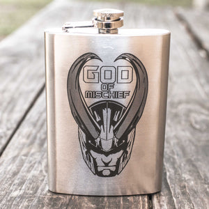 8oz God of Mischief Stainless Steel Flask