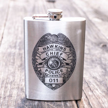 Load image into Gallery viewer, 8oz Hawkins Chief of Police Stainless Steel Flask