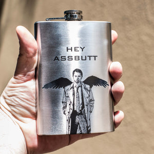 8oz Hey Assbutt Stainless Steel Flask