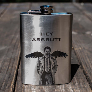 8oz Hey Assbutt Stainless Steel Flask