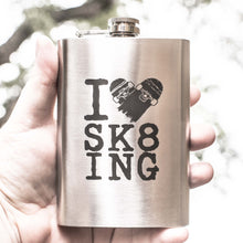 Load image into Gallery viewer, 8oz I Love Skating Stainless Steel Flask