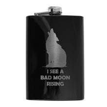 Load image into Gallery viewer, 8oz BLACK I See a Bad Moon Rising Flask