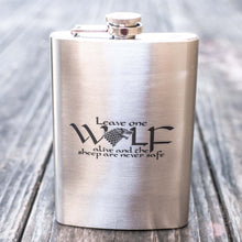 Load image into Gallery viewer, 8oz Leave One Wolf Alive Stainless Steel Flask