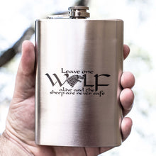 Load image into Gallery viewer, 8oz Leave One Wolf Alive Stainless Steel Flask