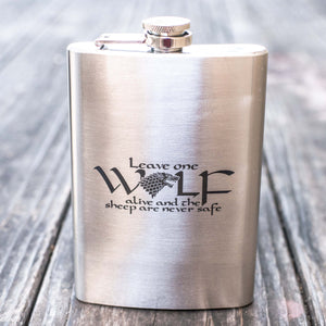 8oz Leave One Wolf Alive Stainless Steel Flask